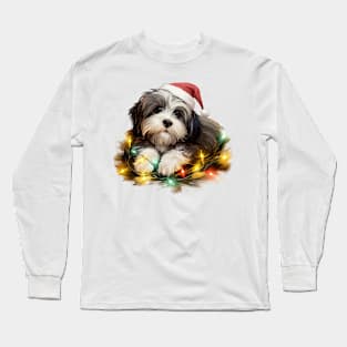 Lazy Havanese Dog at Christmas Long Sleeve T-Shirt